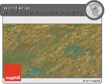 Satellite 3D Map of the Area around 62° 0' 21" N, 106° 10' 30" W