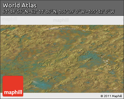 Satellite 3D Map of the Area around 62° 0' 21" N, 106° 10' 30" W