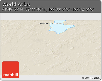 Shaded Relief 3D Map of the Area around 62° 0' 21" N, 106° 10' 30" W
