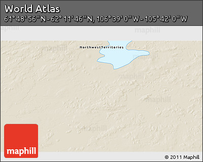 Shaded Relief 3D Map of the Area around 62° 0' 21" N, 106° 10' 30" W