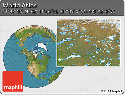 Satellite Location Map of the Area around 62° 0' 21" N, 106° 10' 30" W