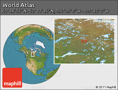 Satellite Location Map of the Area around 62° 0' 21" N, 106° 10' 30" W