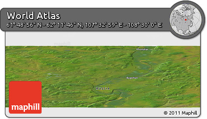Satellite Panoramic Map of the Area around 62° 0' 21" N, 108° 1' 30" E