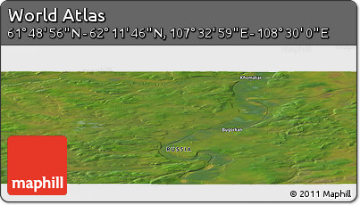 Satellite Panoramic Map of the Area around 62° 0' 21" N, 108° 1' 30" E