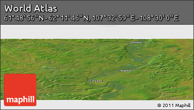 Satellite Panoramic Map of the Area around 62° 0' 21" N, 108° 1' 30" E