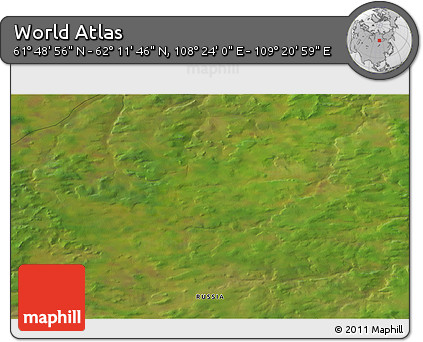 Satellite 3D Map of the Area around 62° 0' 21" N, 108° 52' 30" E