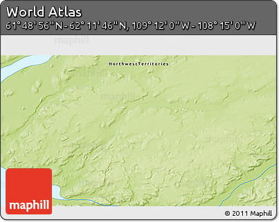 Physical 3D Map of the Area around 62° 0' 21" N, 108° 43' 29" W