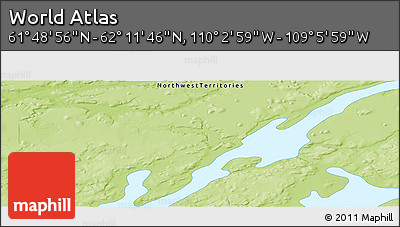 Physical Panoramic Map of the Area around 62° 0' 21" N, 109° 34' 29" W