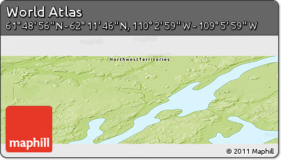 Physical Panoramic Map of the Area around 62° 0' 21" N, 109° 34' 29" W