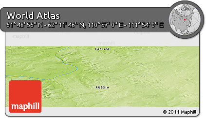 Physical Panoramic Map of the Area around 62° 0' 21" N, 111° 25' 30" E