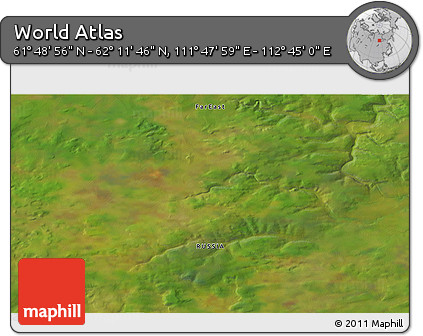 Satellite 3D Map of the Area around 62° 0' 21" N, 112° 16' 30" E