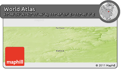 Physical Panoramic Map of the Area around 62° 0' 21" N, 112° 16' 30" E
