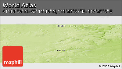 Physical Panoramic Map of the Area around 62° 0' 21" N, 112° 16' 30" E