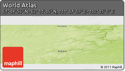 Physical Panoramic Map of the Area around 62° 0' 21" N, 112° 16' 30" E