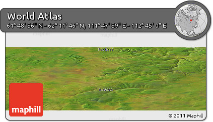 Satellite Panoramic Map of the Area around 62° 0' 21" N, 112° 16' 30" E