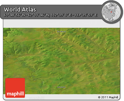 Satellite 3D Map of the Area around 62° 0' 21" N, 113° 7' 30" E