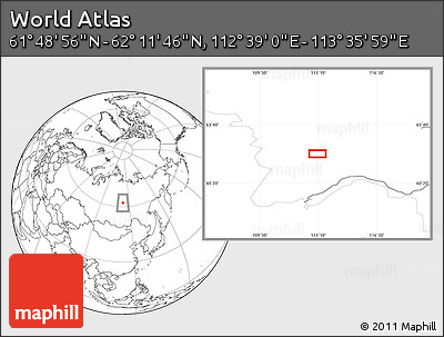 Blank Location Map of the Area around 62° 0' 21" N, 113° 7' 30" E