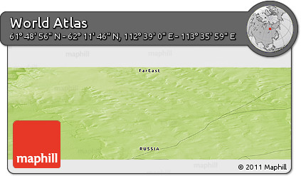 Physical Panoramic Map of the Area around 62° 0' 21" N, 113° 7' 30" E