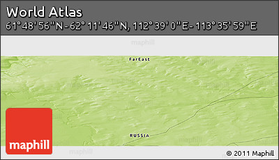 Physical Panoramic Map of the Area around 62° 0' 21" N, 113° 7' 30" E