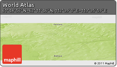 Physical Panoramic Map of the Area around 62° 0' 21" N, 113° 7' 30" E