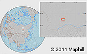 Gray Location Map of the area around 62° 0' 21" N, 113° 58' 29" E, hill shading