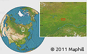 Satellite Location Map of the area around 62° 0' 21" N, 113° 58' 29" E