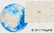 Shaded Relief Location Map of the area around 62° 0' 21" N, 113° 58' 29" E