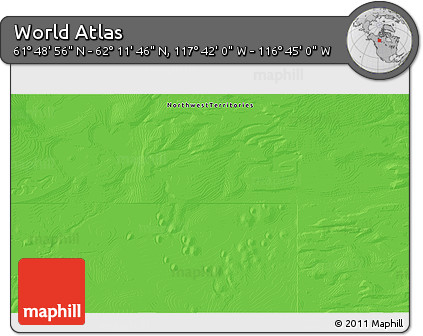 Political 3D Map of the Area around 62° 0' 21" N, 117° 13' 29" W