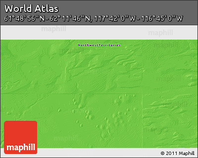 Political 3D Map of the Area around 62° 0' 21" N, 117° 13' 29" W