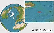 Satellite Location Map of the area around 62° 0' 21" N, 11° 49' 29" W