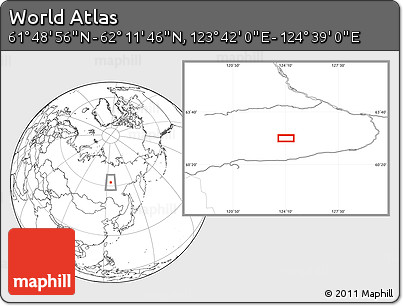 Blank Location Map of the Area around 62° 0' 21" N, 124° 10' 30" E