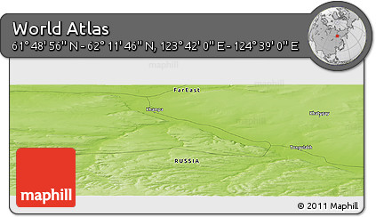 Physical Panoramic Map of the Area around 62° 0' 21" N, 124° 10' 30" E
