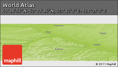 Physical Panoramic Map of the Area around 62° 0' 21" N, 124° 10' 30" E