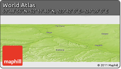 Physical Panoramic Map of the Area around 62° 0' 21" N, 124° 10' 30" E