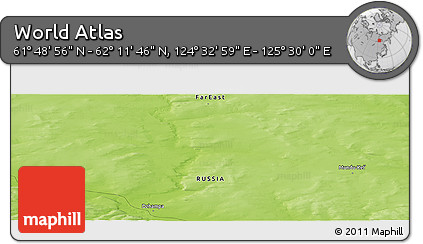 Physical Panoramic Map of the Area around 62° 0' 21" N, 125° 1' 30" E
