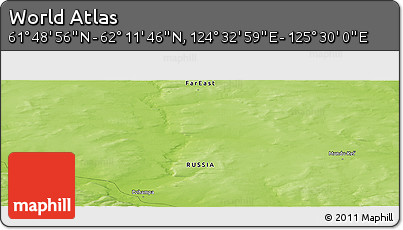 Physical Panoramic Map of the Area around 62° 0' 21" N, 125° 1' 30" E