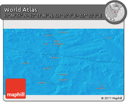 Political 3D Map of the Area around 62° 0' 21" N, 126° 43' 29" E