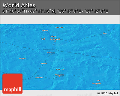 Political 3D Map of the Area around 62° 0' 21" N, 126° 43' 29" E
