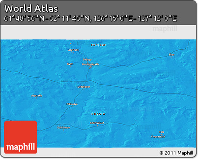 Political 3D Map of the Area around 62° 0' 21" N, 126° 43' 29" E