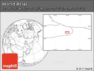 Blank Location Map of the Area around 62° 0' 21" N, 128° 25' 30" E
