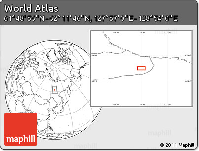 Blank Location Map of the Area around 62° 0' 21" N, 128° 25' 30" E