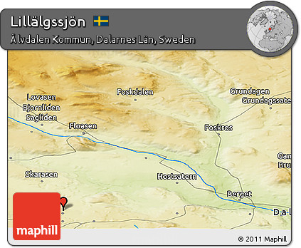 Physical Panoramic Map of Lillälgssjön