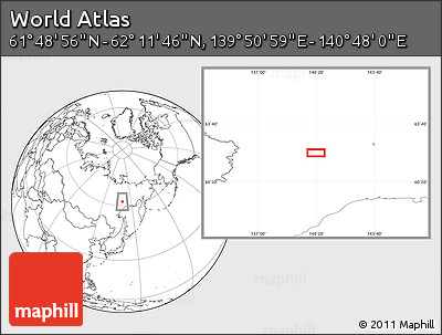 Blank Location Map of the Area around 62° 0' 21" N, 140° 19' 29" E
