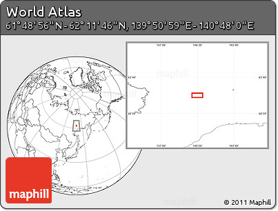 Blank Location Map of the Area around 62° 0' 21" N, 140° 19' 29" E