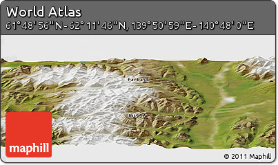 Satellite Panoramic Map of the Area around 62° 0' 21" N, 140° 19' 29" E