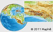 Physical Location Map of the area around 62° 0' 21" N, 140° 10' 30" W