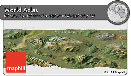 Satellite Panoramic Map of the Area around 62° 0' 21" N, 140° 10' 30" W
