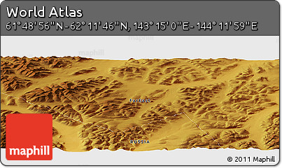 Physical Panoramic Map of the Area around 62° 0' 21" N, 143° 43' 29" E