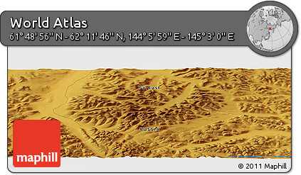 Physical Panoramic Map of the Area around 62° 0' 21" N, 144° 34' 29" E