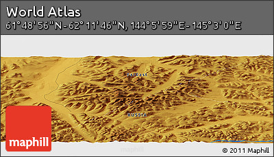 Physical Panoramic Map of the Area around 62° 0' 21" N, 144° 34' 29" E